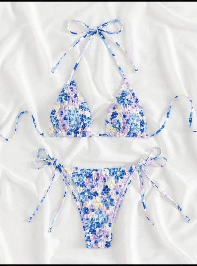 Sexy Floral Print Halter Bikinis Sets Biquini High Waist Thong Swimsuit Swimwear Biquini Conjunto De Bikini Tankini Beachwear
