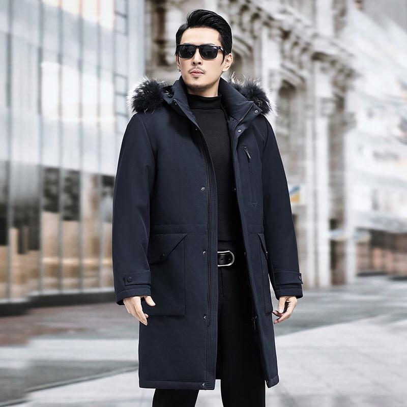 Men's Thickened Mid-Length Down Jacket for Middle-Aged and Elderly