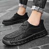 Casual leather shoes men's 2025 new soft-soled hand-stitched versatile lace-up men's shoes business dress breathable dad shoes