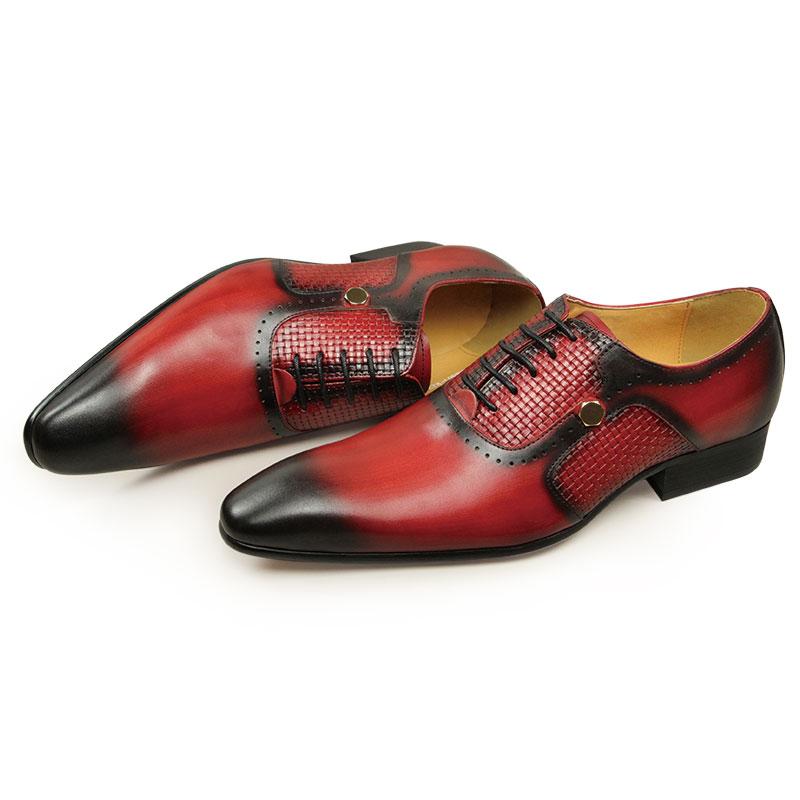 

Fashion New Men s Business Leather Shoes Fashion Summer Lace-Up Red Black Hand Carved Wedding Shoes Anniversary Office Oxford Shoes 39 красный