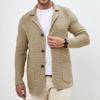 Herre Utendørs Casual Løstsittende Ensfarget Cardigan Herre Revers Strikket Dressjakke