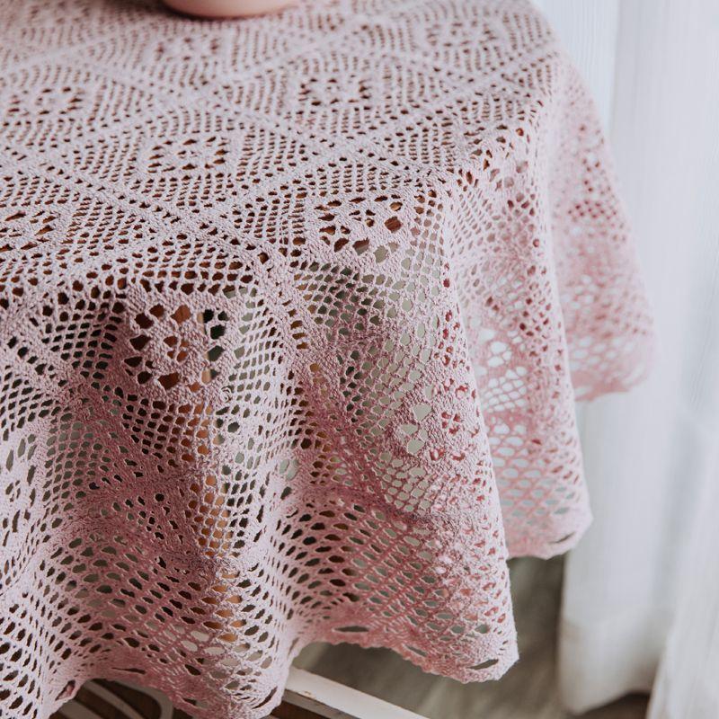 Round Tablecloth Imitation Crochet Forest Style Hollow Lace Coffee Table Cover with High Aesthetic Value Photo Background