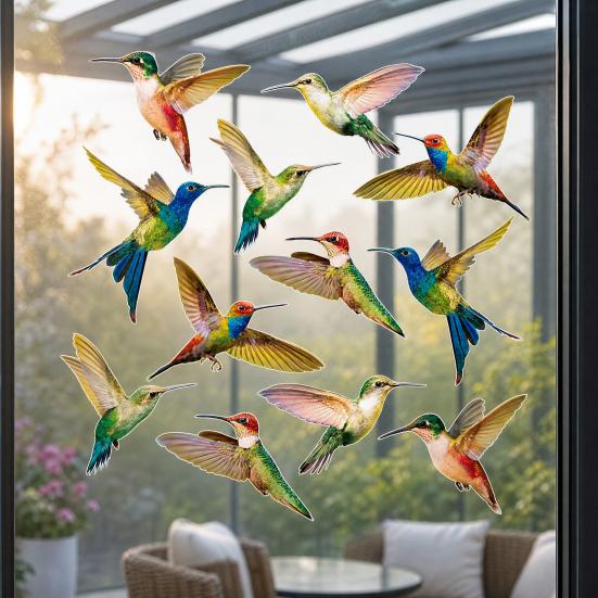 Indoor Window Sticker Bird Stickers, Anti-Collision Strike Prevention Decal, Static Cling Glass Film for Windows Doors, UV Reflective PVC Reusable