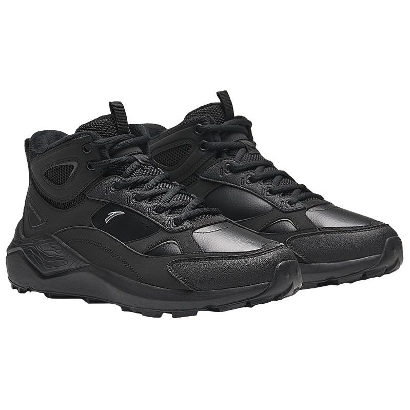 Anta Comfortable Plush Non-Slip Warm High-Top Casual Shoes Women sneaker Black 922448910-1