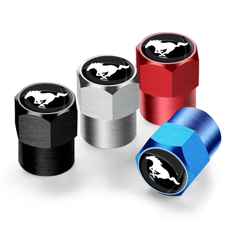 For 4Pcs/Set Car Wheel Tire Valve Caps Metal Stem Cover Ford Mustang Explorer FIESTA Focus Shelby GT350 Kuga Fusion F-150 500