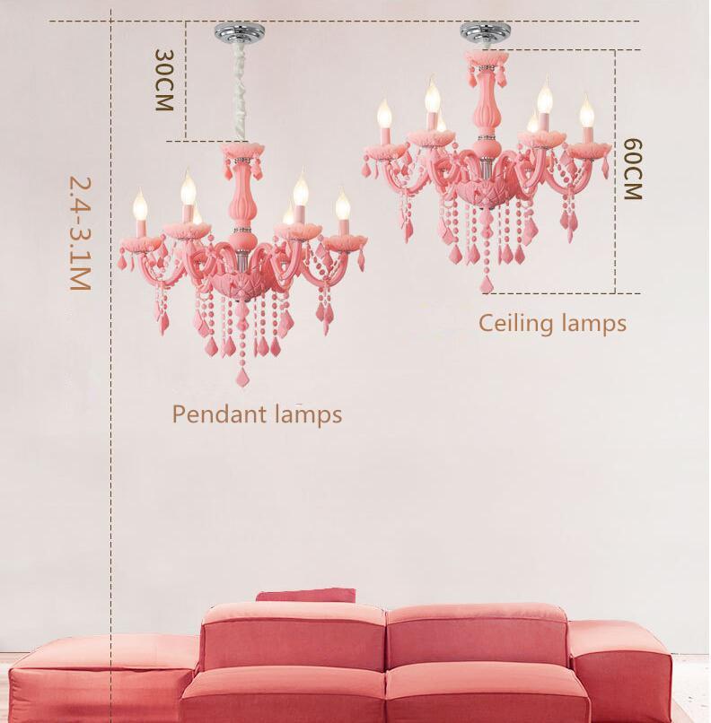 Candelabru nou modern cu cristale macaron roz / albastru / verde, lămpi de decor pentru camera copiilor, dormitor, living
