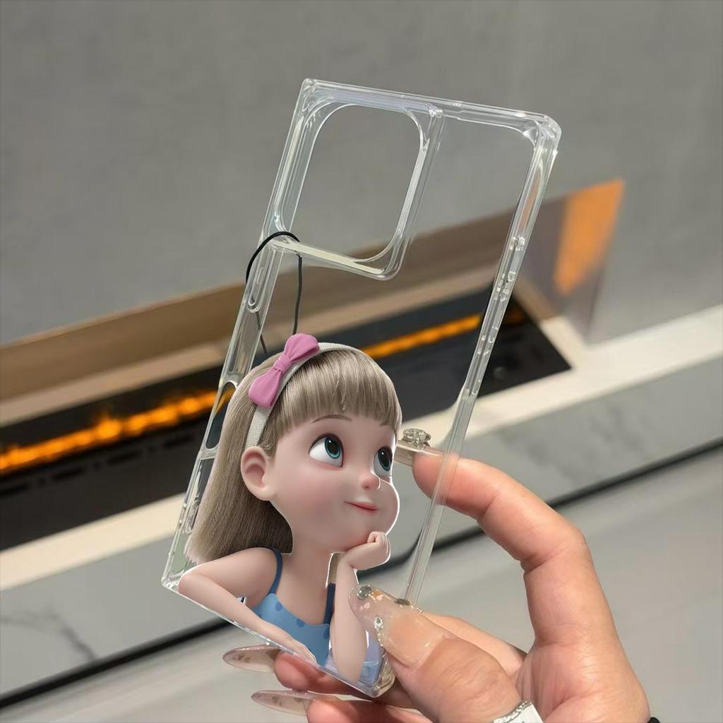 Clear Square Back Tube Case Protection For iPhone 14 Pro Max 12 13 15 Plus 11 16 ProMax Anti-Oxygen,Little Girl Pattern Casing