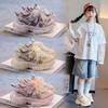Girls Princess Sneakers Sweet Lace Beading Bows Children Sports Shoes Mesh Breathable  Autumn New Kids Running Shoes Soft