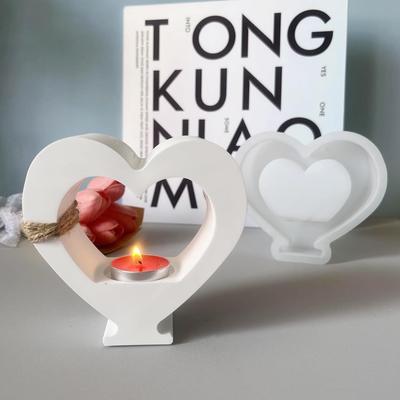 Heart-shaped Tea Lamp Candlestick Silicone Mold Heart-shaped Decorative Item Gypsum Mold Valentine's Day Gift