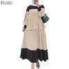 ZANZEA Women Long Sleeve Blouse and Skirts Casual Two Piece Suit Sets