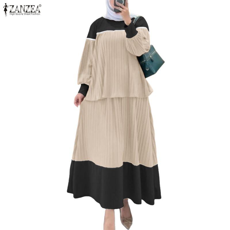 ZANZEA Women Long Sleeve Blouse and Skirts Casual Two Piece Suit Sets