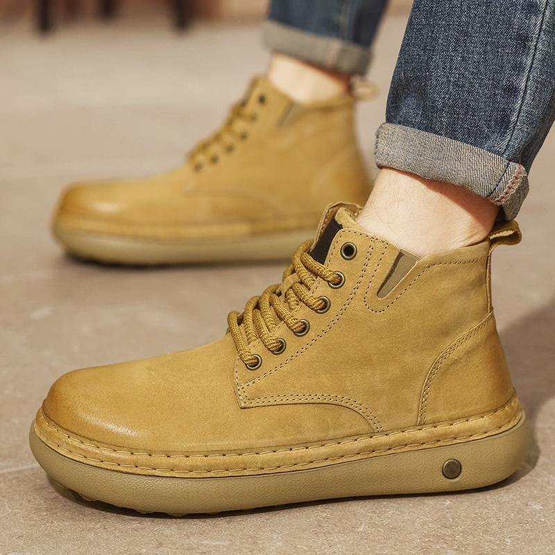 Men Boots Winter High Top Leather Shoes Fashion Shoes Fashion Ankle Boots Business Casual Outdoor Shoes Male Sneakers New