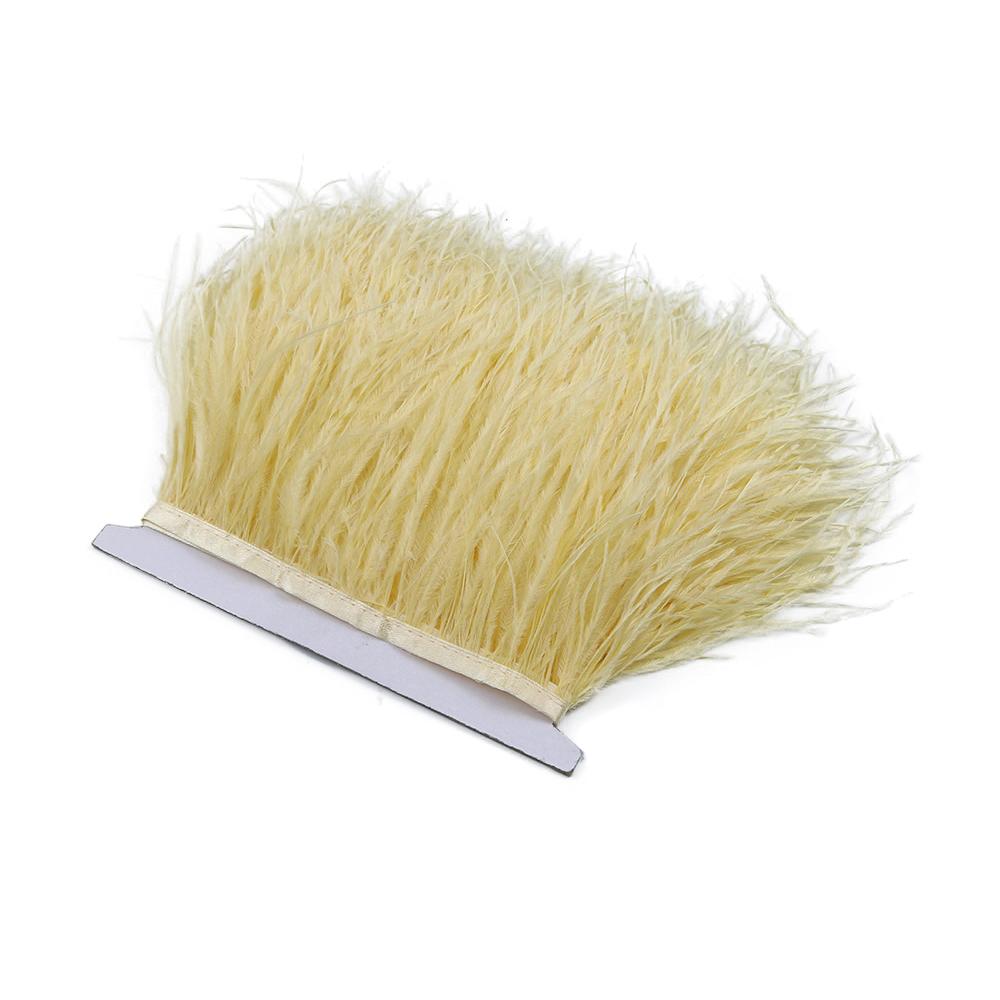 Feather1M Fluffy White Ostrich Feathers Trim Fringe 8-10cm Wedding Party Decoration Feather Ribbon for Dress Clothing  Sewing Crafts