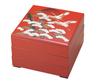 Wakaizumi Lacquerware, 3-Tiered Box, 8.5-inch Thousand-Lined Design, Vermilion Sunrise Crane (Black Interior), H-161-10B
