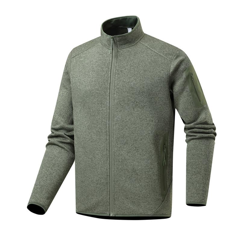 Stand Up Collar Fleece Jacket Autumn and Winter Cardigan Long Sleeved Fleece Jacket Men's Warm and Cold Resistant Breathable Thick Assault Jacket