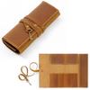 Vintage Foldable Brush Roll Pencil Cases Durable Crazy Horse Cow Leather Pen Organizer Fountain Pen Pouch Holder Zipper Closure