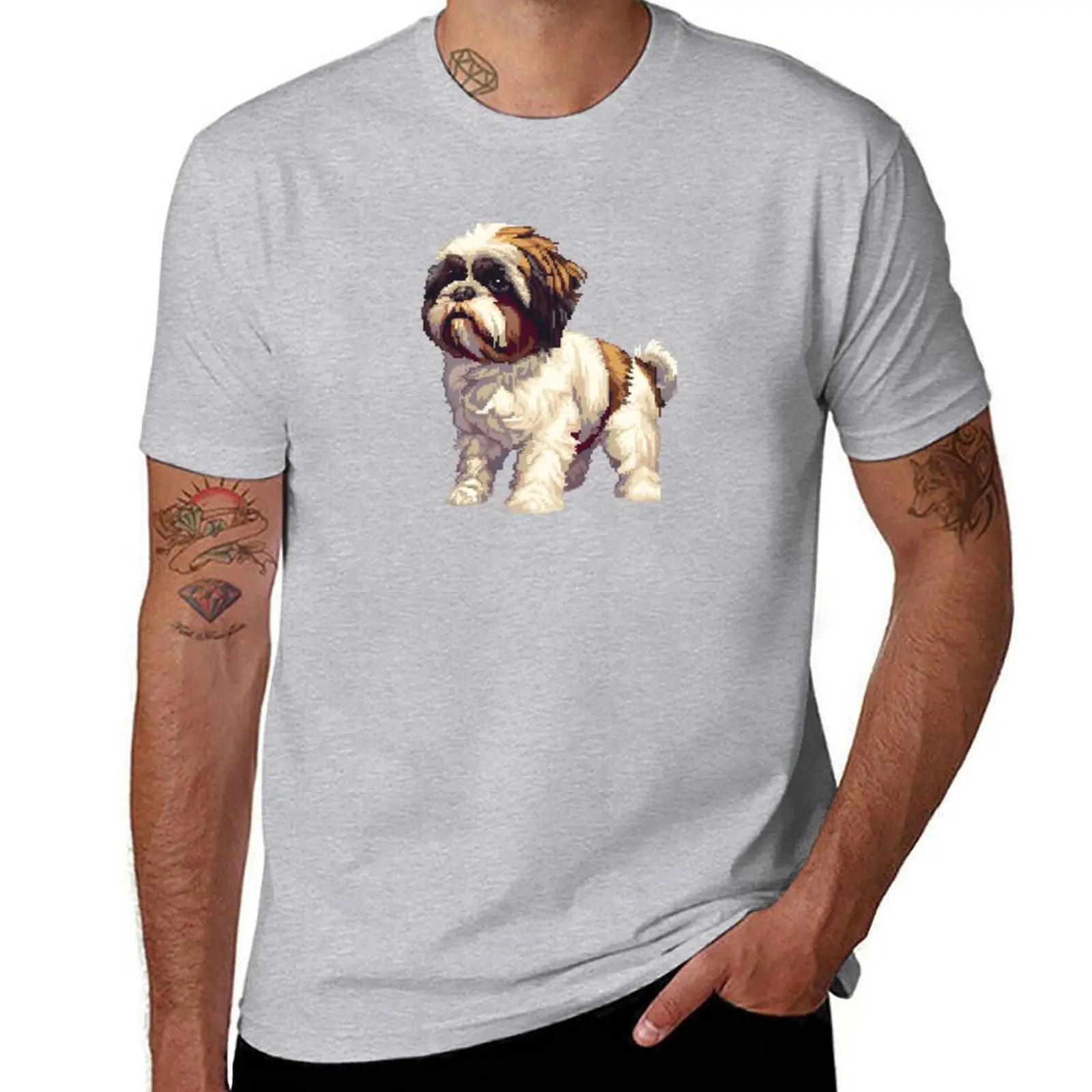 

Pixel Shih Tzu TShirt for a boy customs design your own blacks Mens tshirts S