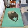 Cute Otter Pair Illustration Carpet, Green Background Home Decor Suitable for Use As an Anti-slip for Living Room Bedroom Sofas