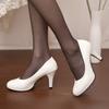 New Round Head High Heels Thin Heel Waterproof Table Women's Single Shoes Work Shoes Large Size Women's Shoes