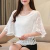 Plus Size Chiffon Blouse Women Summer Cotton Edge Lace Women's Shirt Butterfly Sleeve Flower Office Lady Tops