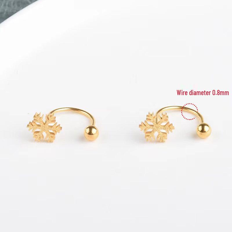 Elegant U-Shaped Black Titanium Four-Leaf Clover Flower Stud Earrings for Women