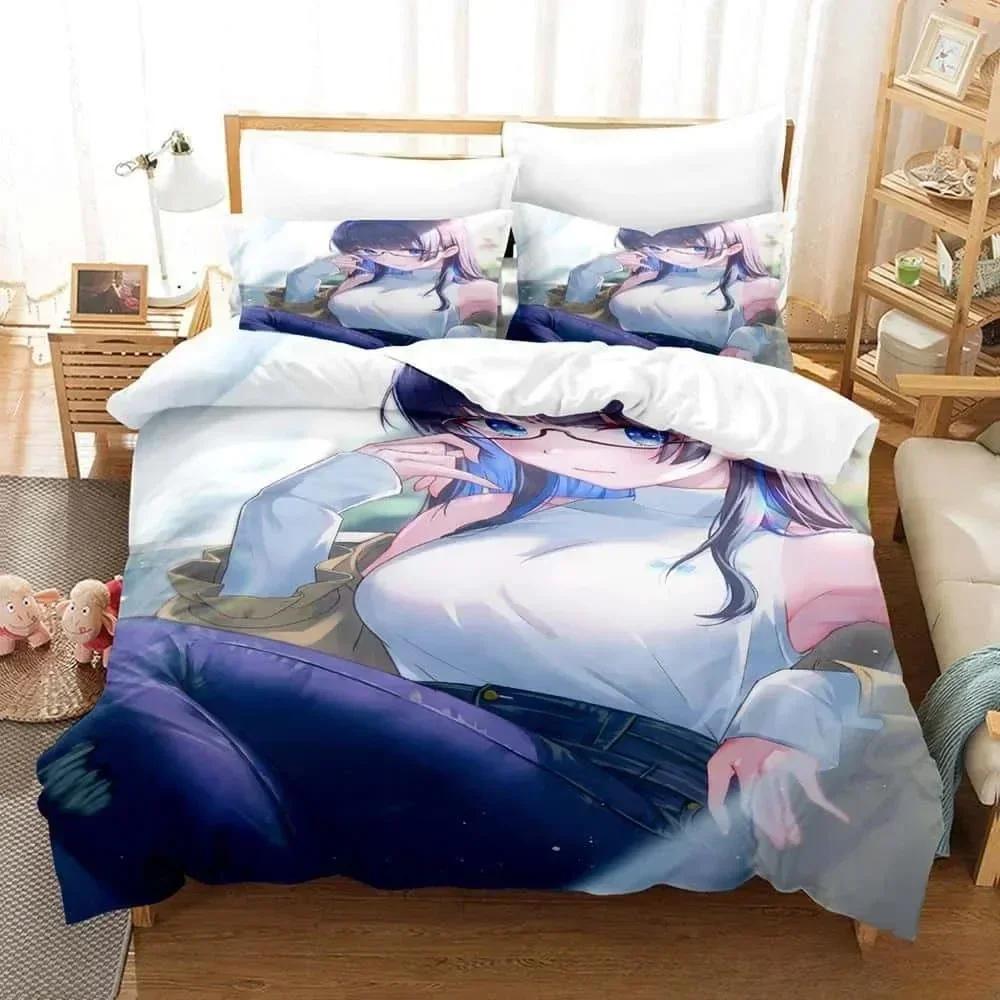 Comforter 3D Print Anime Ouro Kronii Bedding Set Printed Bed Set With Bed Soft Queen King Size Bedclothes Home