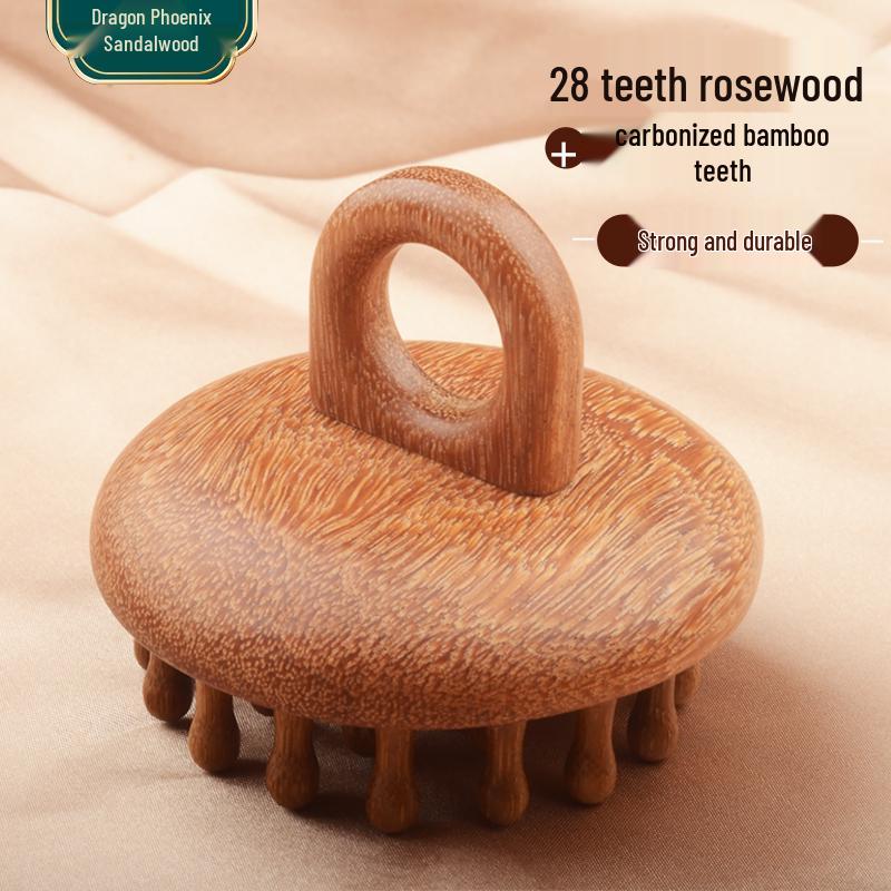 

Sandalwood Meridian Massage Comb for Scalp Therapy and Hair Growth - Portable Round Disc and Shampoo Brush Standard