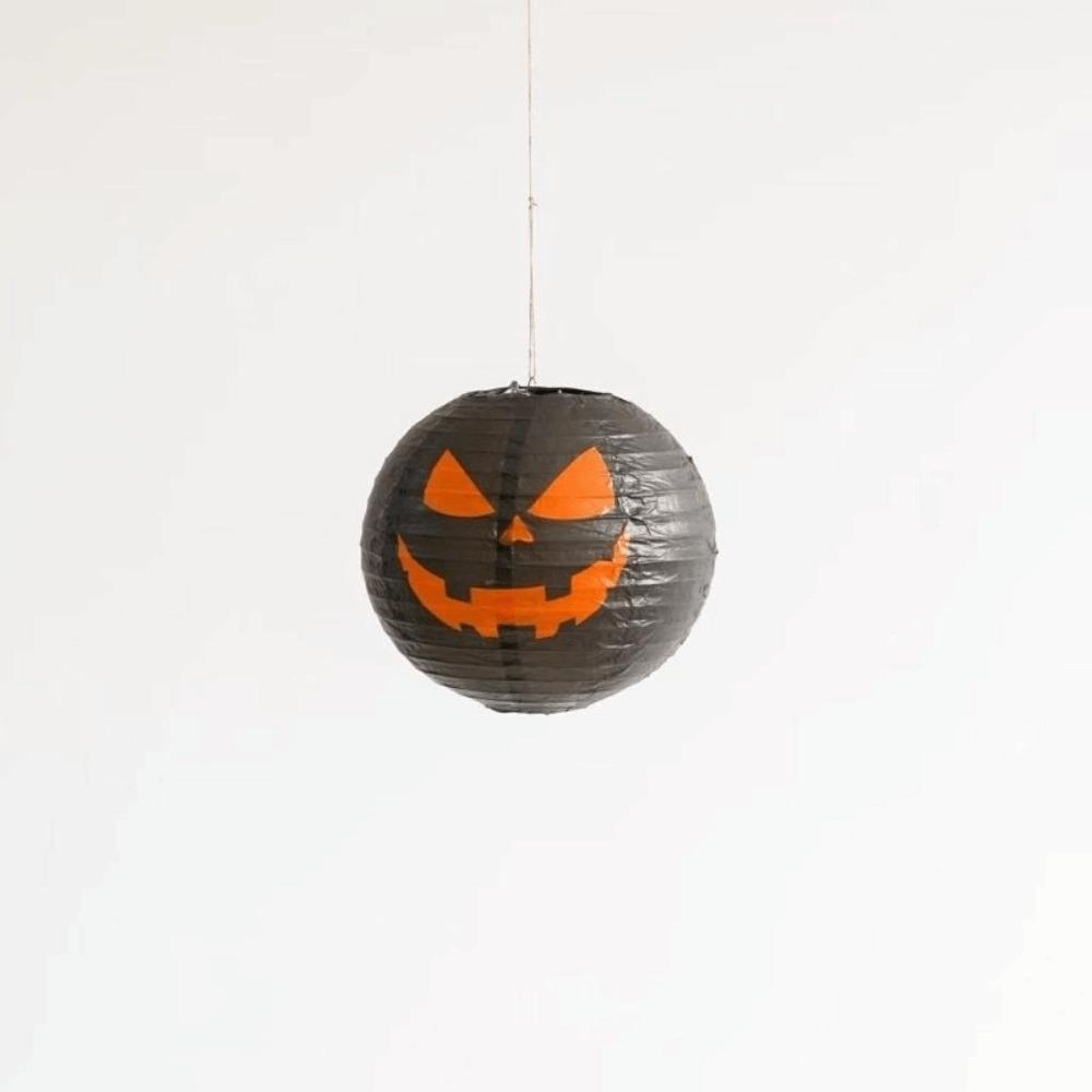 Color-Blocked Pumpkin Paper Lantern Foldable Round Paper Lanterns Hanging Lamp Ball Bar Decoration