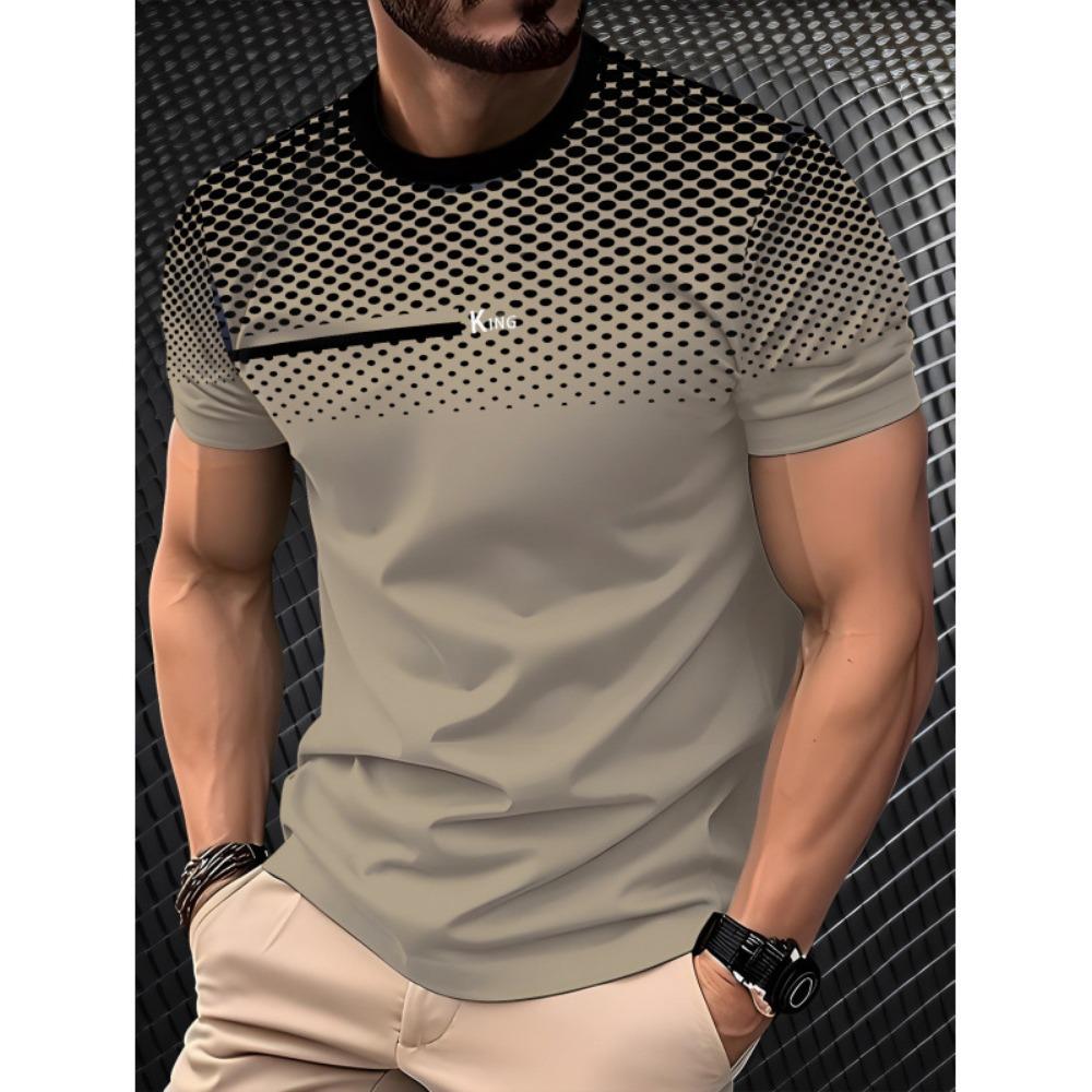 

New Summer Printed Short Sleeved T-shirt for Men, Fashionable and Casual Round Neck Short Sleeved Shirt S хаки