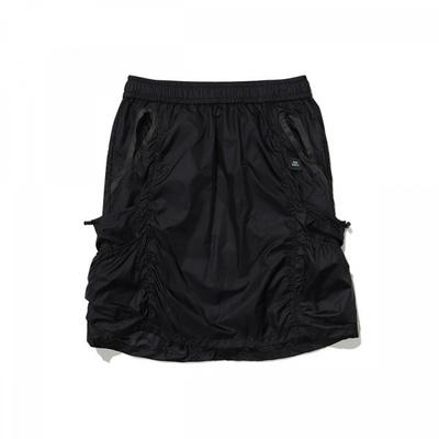 Women Cargo Midi Skirt   Shirring  Black 