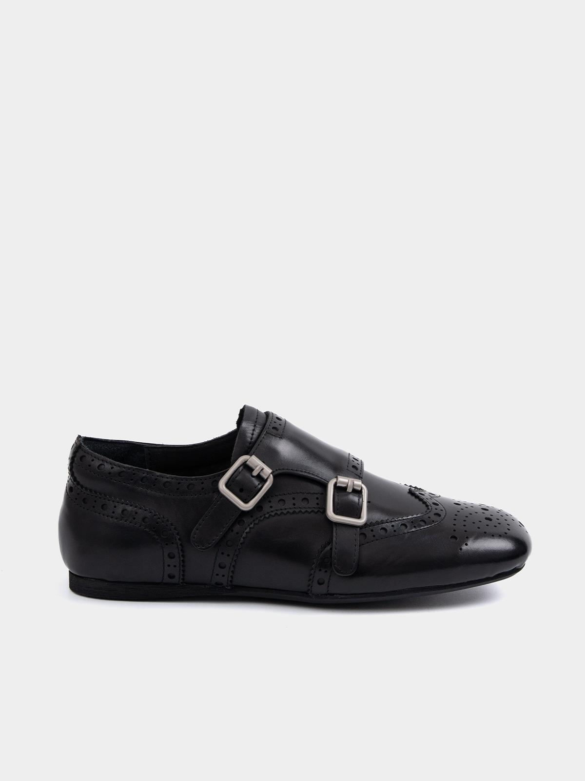 

Винтажные кожаные туфли-оксфорды Monk Strap для женщин 35 чёрный