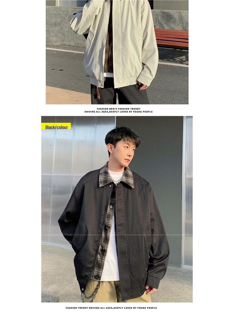 Men's Spring 2025 Loose Fit Lapel Jacket: Wear-resistant, Plus Size, Free Shipping