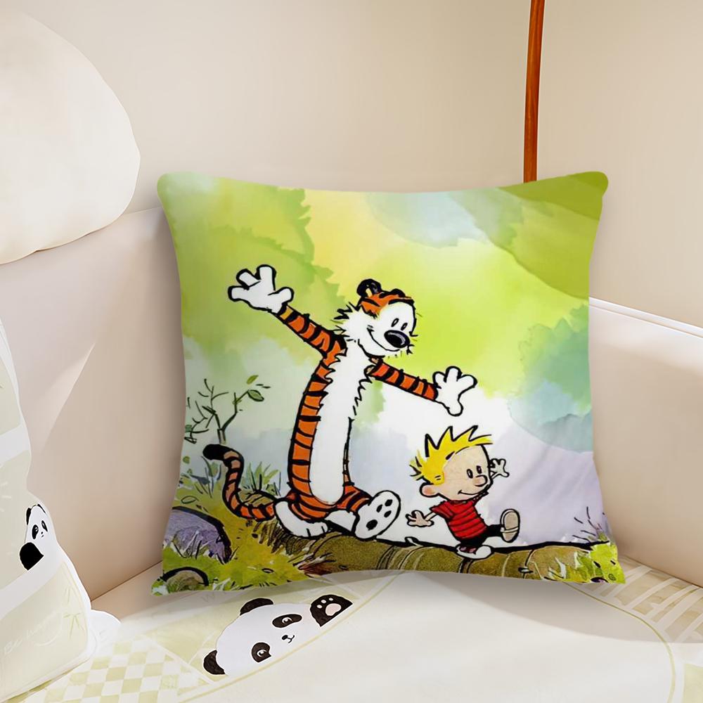 CCalvin and cute HHobbes cushion cover Pillow Case Plush Fabric Soft Double Sided Print Sofa Cushion Cover Throw Pillow Covers