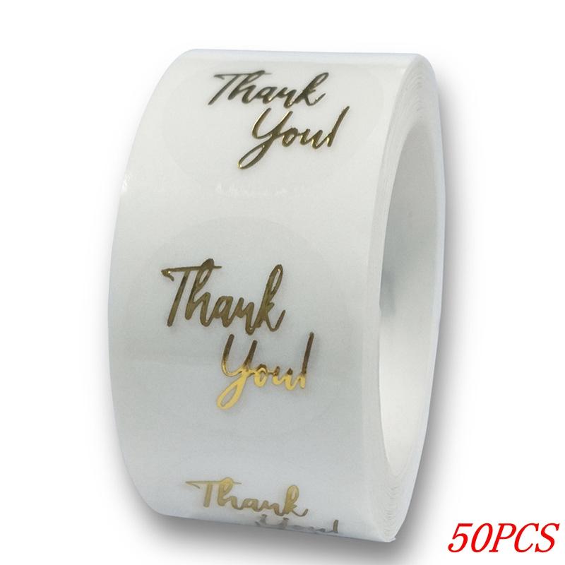 

50-500pcs 1inch Clear Gold Foil Thank You Stickers for Envelope Sealing Label Stickers Pretty Things Inside for Gifts Package