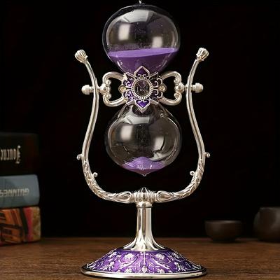 1ks vintage pískové hodiny ve tvaru U, elegantní skleněné přesýpací hodiny s kovovým stojanem, dekorativní hodinky, do kanceláře, na studijní stůl, do bytu, ideální dárek