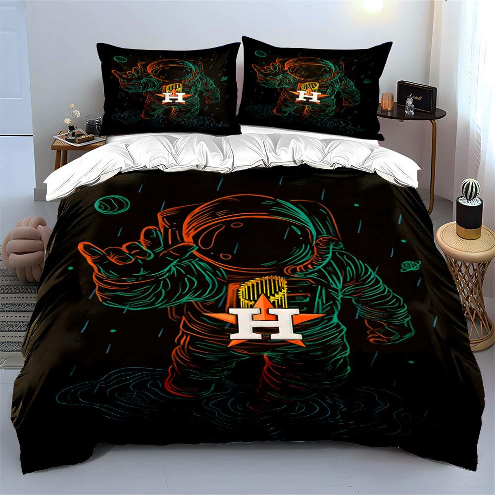 "Neon Astronaut with H-Star Logo" Print Bedding Set Duvet Cover Pillowcases (1* Duvet Cover 2* Pillowcases Do Not Include Comforter)