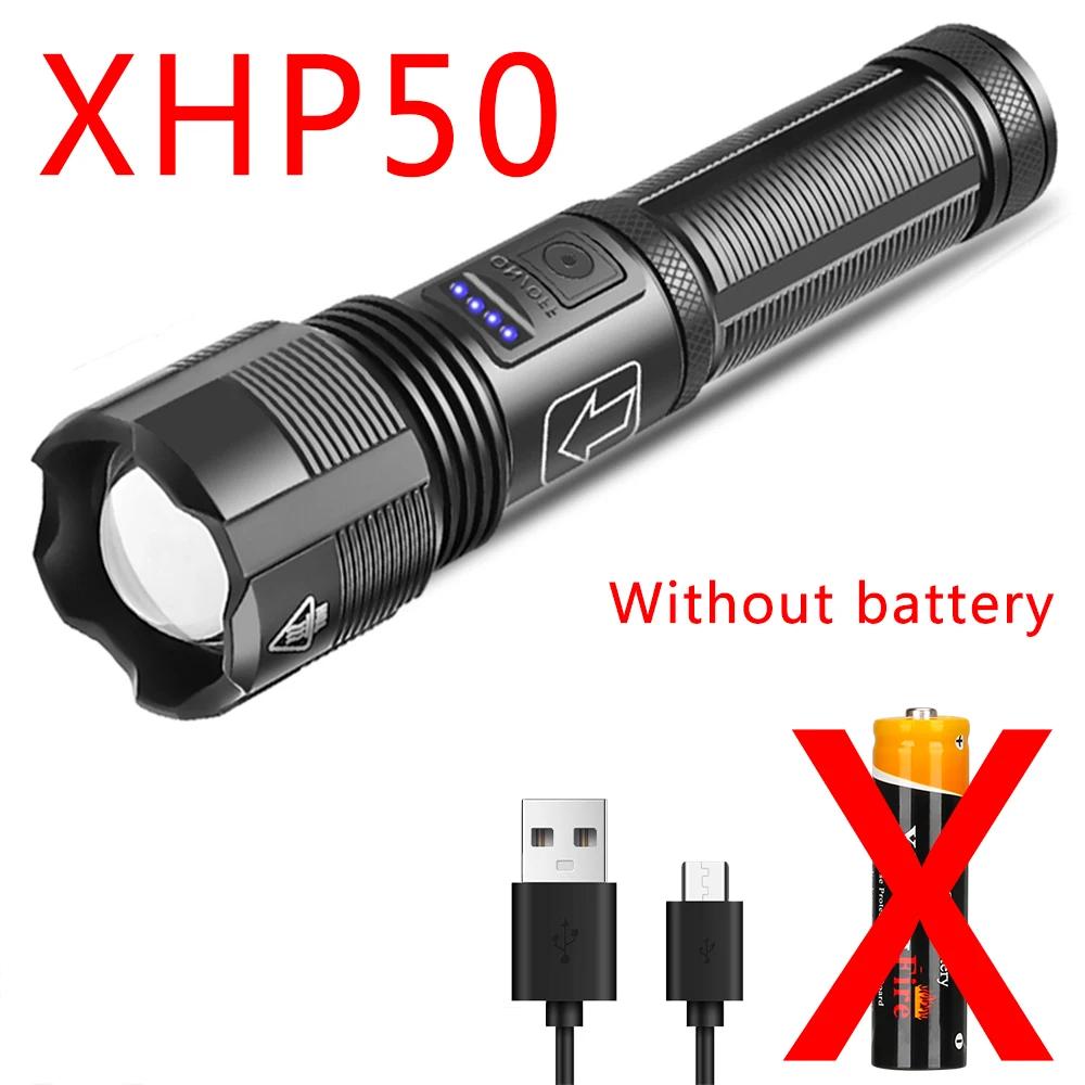 XHP70 LED Flashlight Aluminum Alloy XHP50 Tactical Hunting Torch Usb Rechargeable Zoomable Lantern Use 18650 or AAA Battery