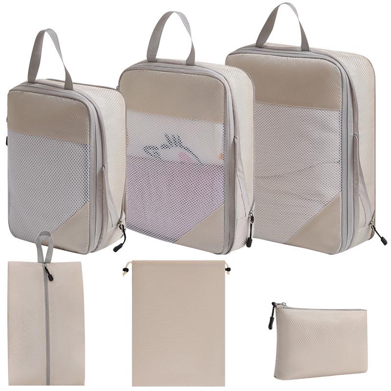 7-Piece Travel Compression Organizer Set for Clothes, Shoes, and Cosmetics