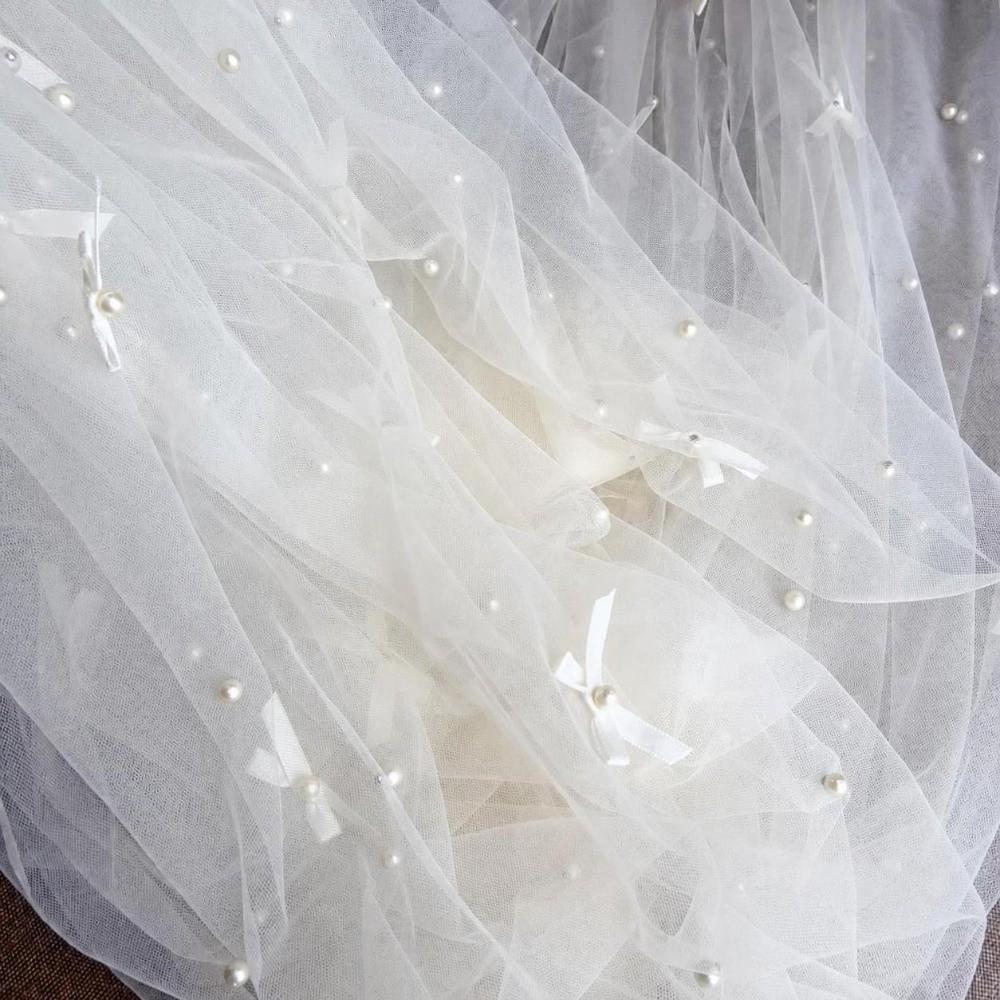 75×300cm Pearl Chiffon Table Flag Semi Transparent Sheer Drapes Wedding Table Decoration Gauze Mesh Pearl Chiffon Fabric