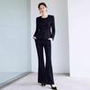 Women's Black Slim Fit Retro Workwear Suit: Spring & Autumn Professional OL Set