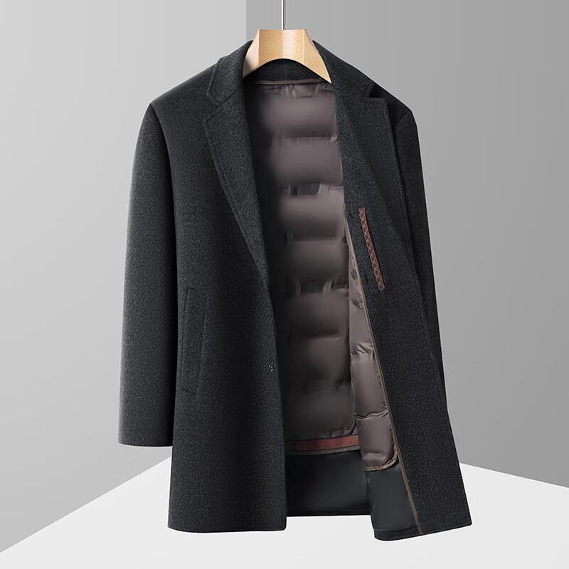 Firstview Men's Winter Wool Blend Overcoat with Detachable Down Liner