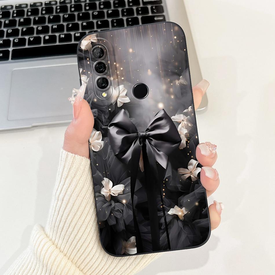 For Huawei Y6p MED-LX9 MED-LX9N Beautiful Bow Rose Painting Phone Case For Huawei Y6P 2020 Soft Silicone Shockproof Cases