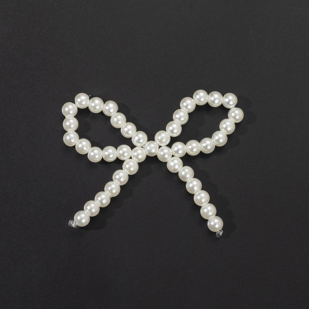 Handcrafted Beaded Bow Pearl Hair Clip & DIY Accessory