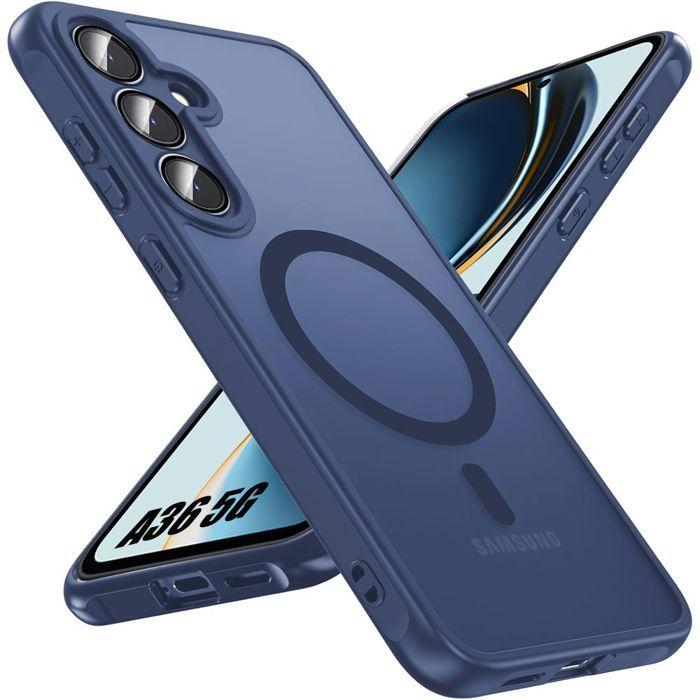 Coque de protection - BOOLING - pour Samsung Galaxy A36 5G - Bleu Marine - Anneau Magnétique - Protection Caméra