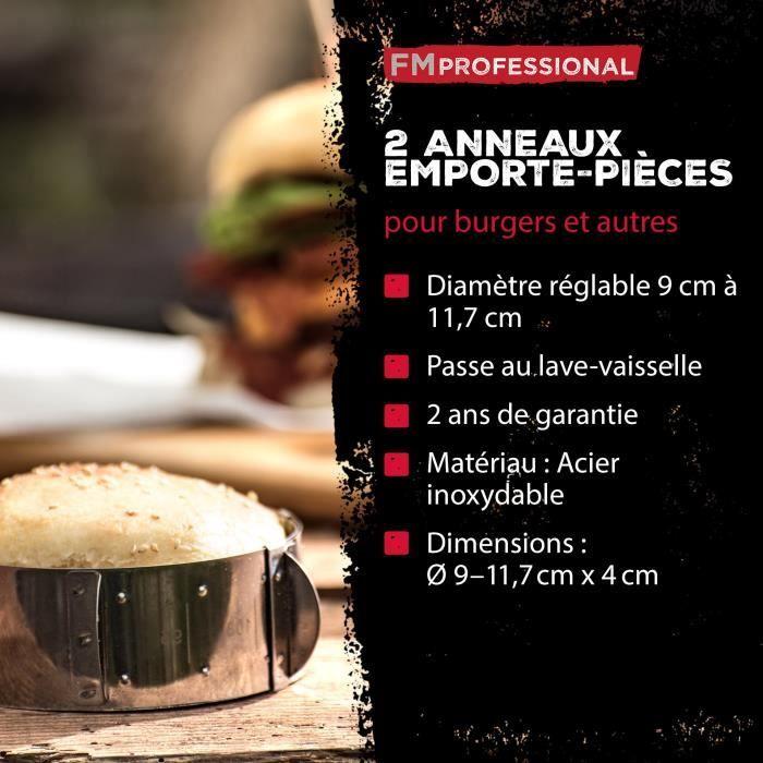 Ensemble de 2 pièces emporte-pièce rond réglable et presse à burger - FACKELMANN PROFESIONAL - Pour hamburger