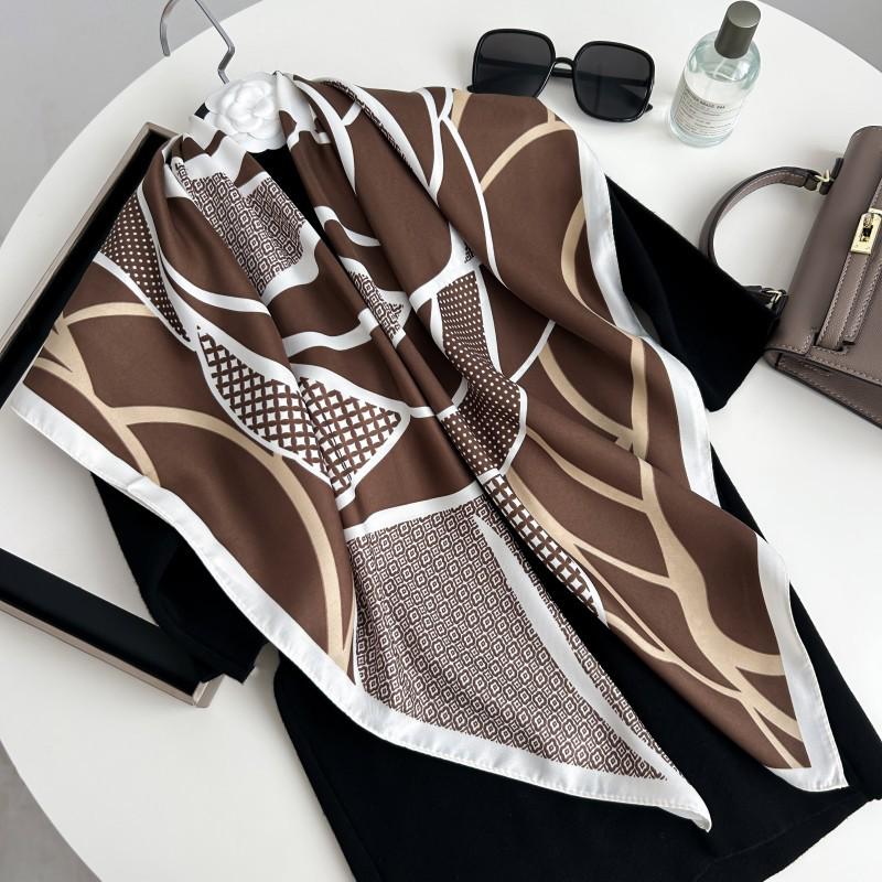 Čiernobiela hodvábna twill šatka so zvieracím vzorom - 90x90CM Jesenný/Zimný šál pre ženy