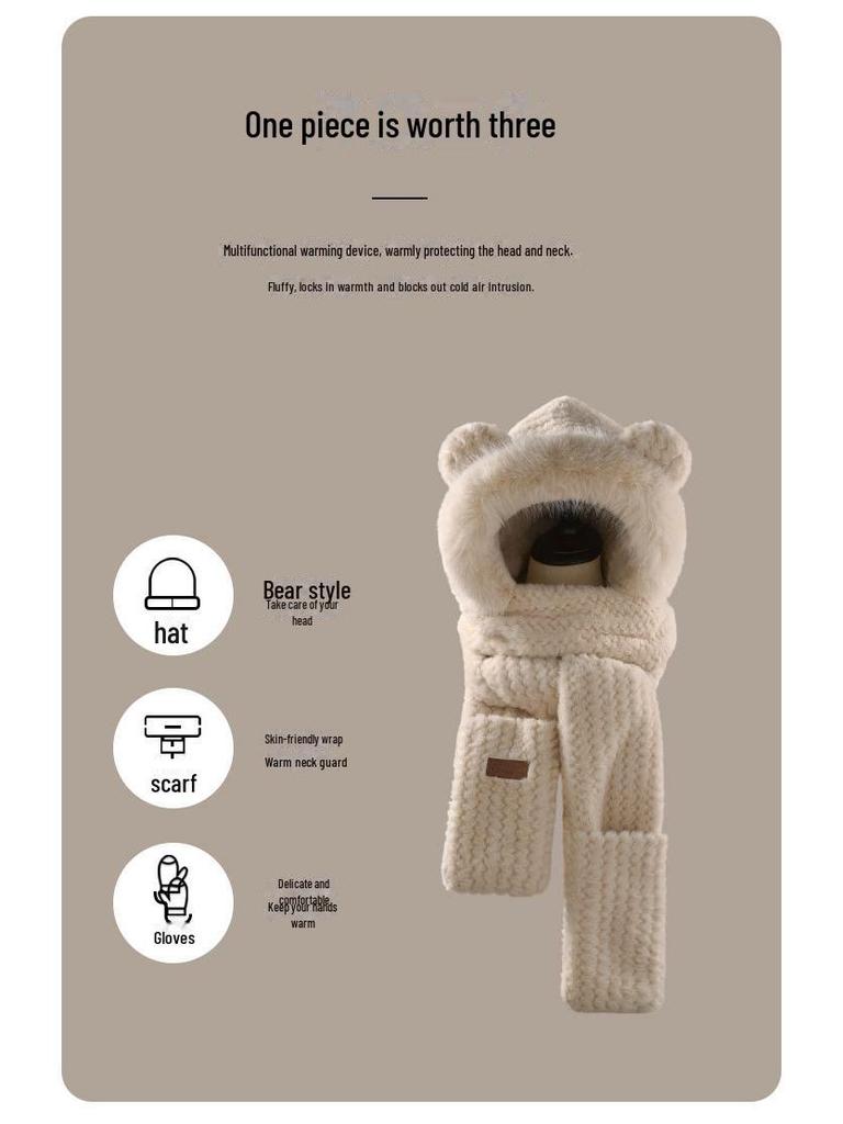 Damen Winter 2023 Samt Hut & Schal Kombi – Plüschig, Warm & Vielseitig für Outdoor Radfahren