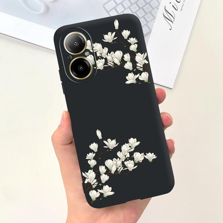 Hülle Für Oppo Realme C67 4G RMX389 Handyhüllen Schwarze Katze Mondnacht Weiches Silikon Stoßfeste Rückabdeckung Für RealmeC67 4G Funda