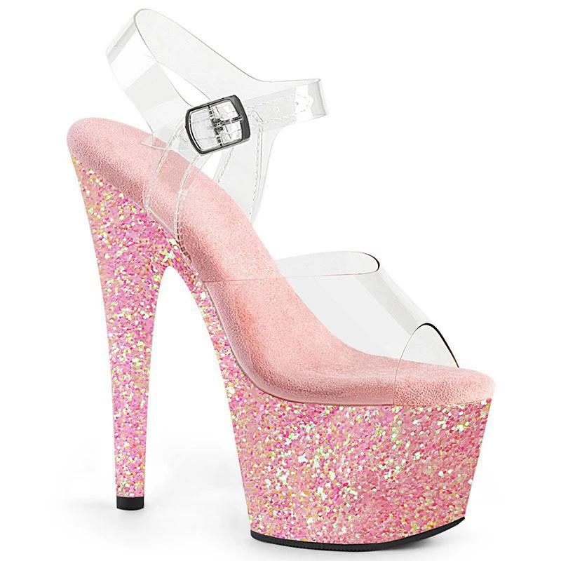 17 cm Pole Dance Tocuri Înalte Stiletto Club de noapte Toc Super Înalt Sexy Sandale de masă Impermeabile Glitter Pește Deget Transparente YKC