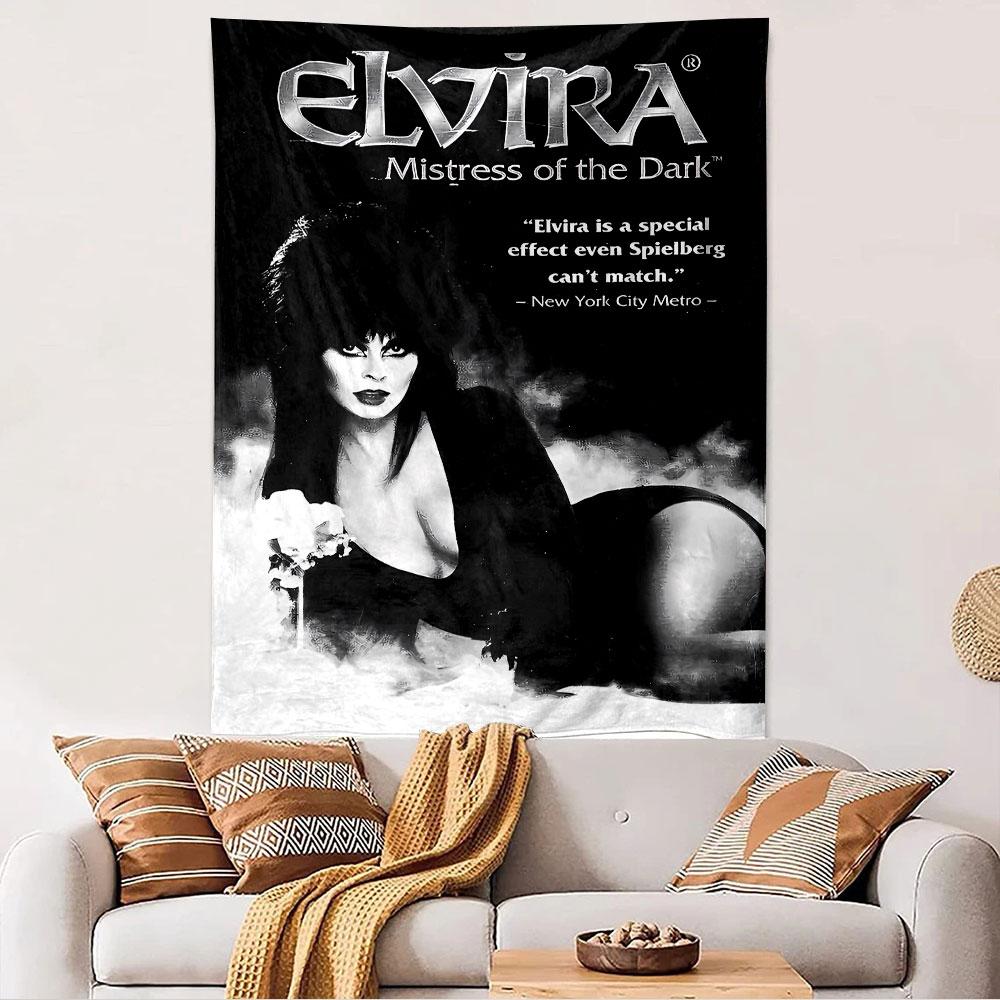 Elvira Mistress of Dark Tapestry Wall Hanging, Horror Hostess Poster, Wall Decor for Bedroom Living Room Dorm